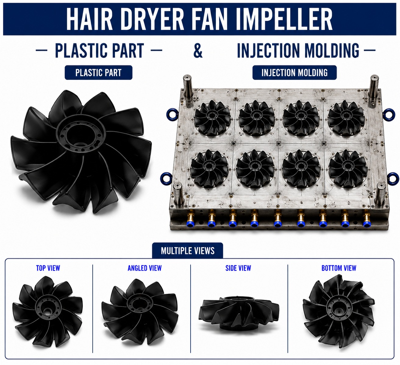 Hair Dryer Plastic Fan Impeller Mould and Moulding Service